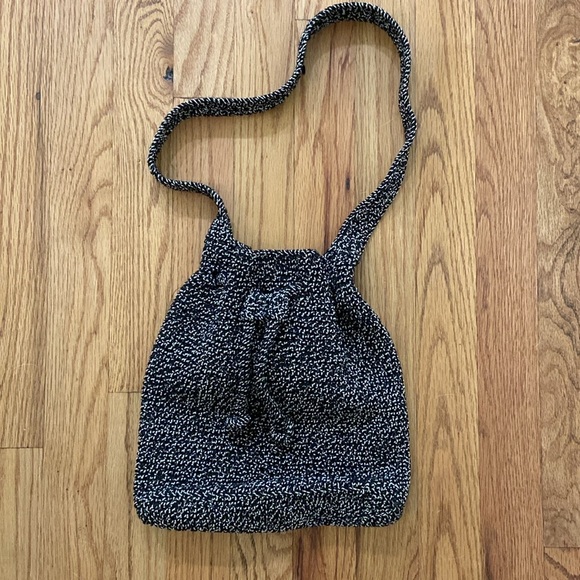 The Original Sak Chocolate Charcoal Crochet Shoulder Handbag Bag Purse Knit - Picture 2 of 10